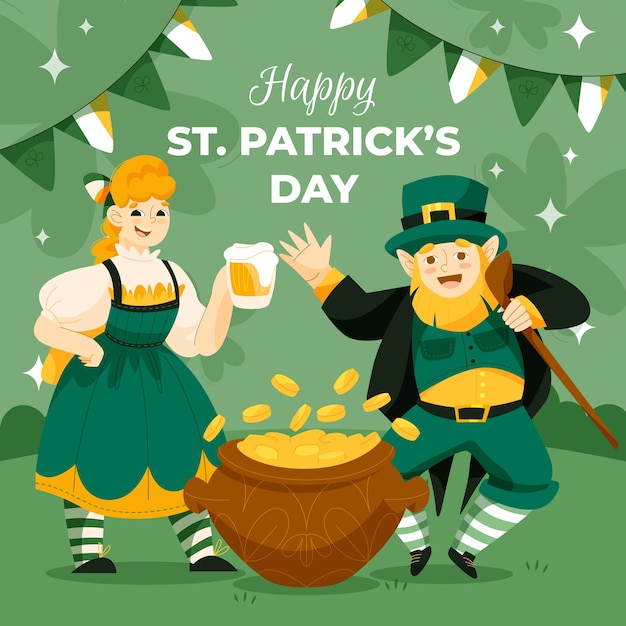 Ilustración plana para la celebración del día de san patricio.