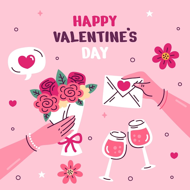 Ilustración plana de celebración del día de san valentín