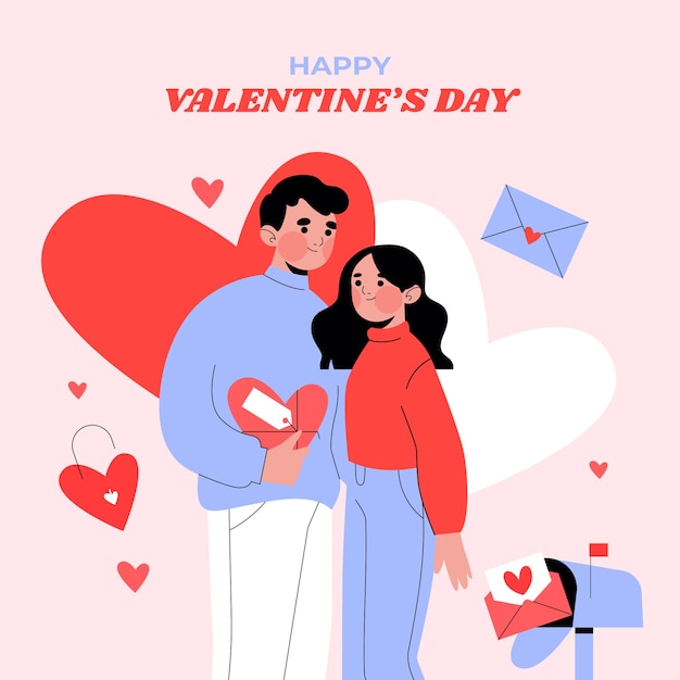 Ilustración plana para la celebración del día de san valentín