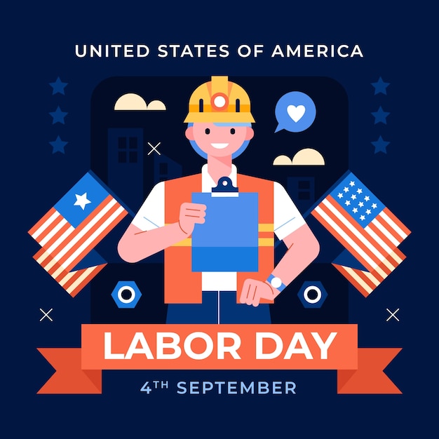 Ilustración plana para la celebración del día del trabajo de nosotros