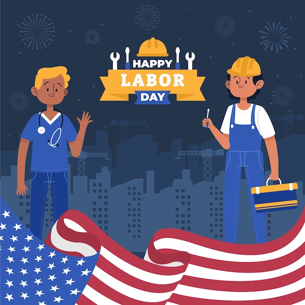 Ilustración plana para la celebración del día del trabajo.