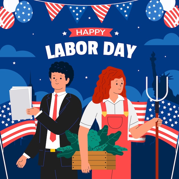 Ilustración plana para la celebración del día del trabajo.