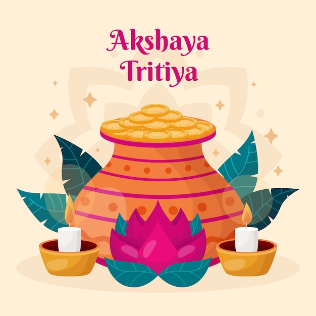 Ilustración plana para la celebración del festival akshaya tritiya