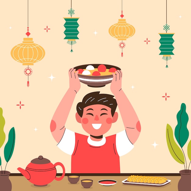 Vector ilustración plana para la celebración del festival chino dongzhi