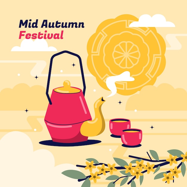 Vector ilustración plana para la celebración del festival chino del medio otoño