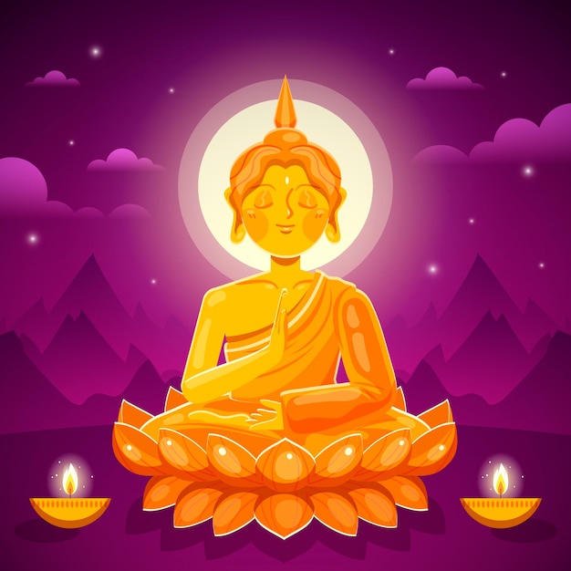 Ilustración plana para la celebración del festival vesak