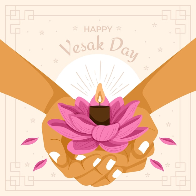 Vector ilustración plana para la celebración del festival vesak