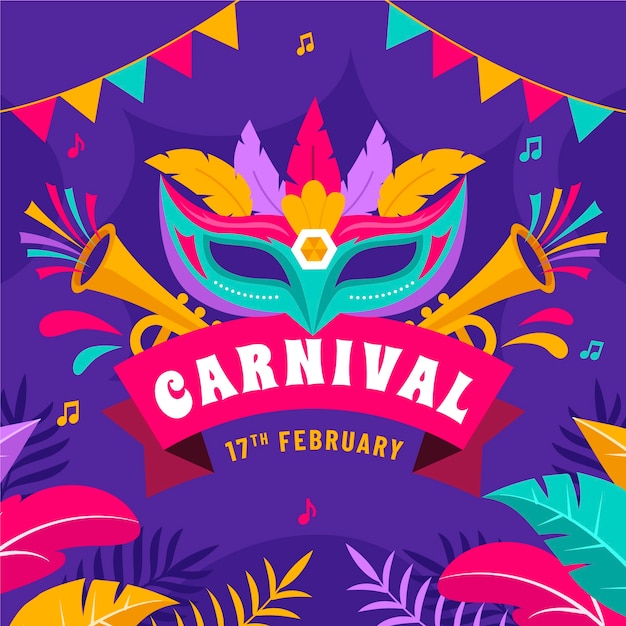 Vector ilustración plana para la celebración de la fiesta del carnaval