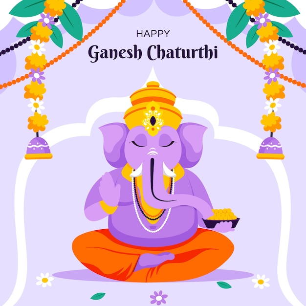 Vector ilustración plana para la celebración de ganesh chaturthi