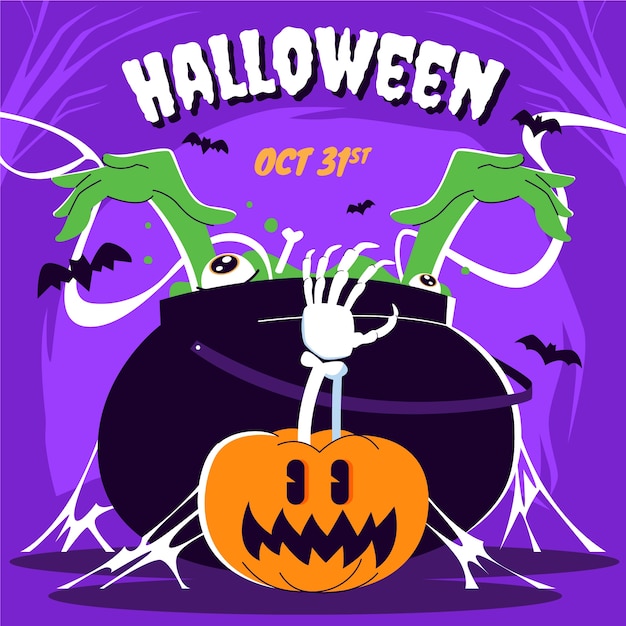 Vector ilustración plana para la celebración de halloween