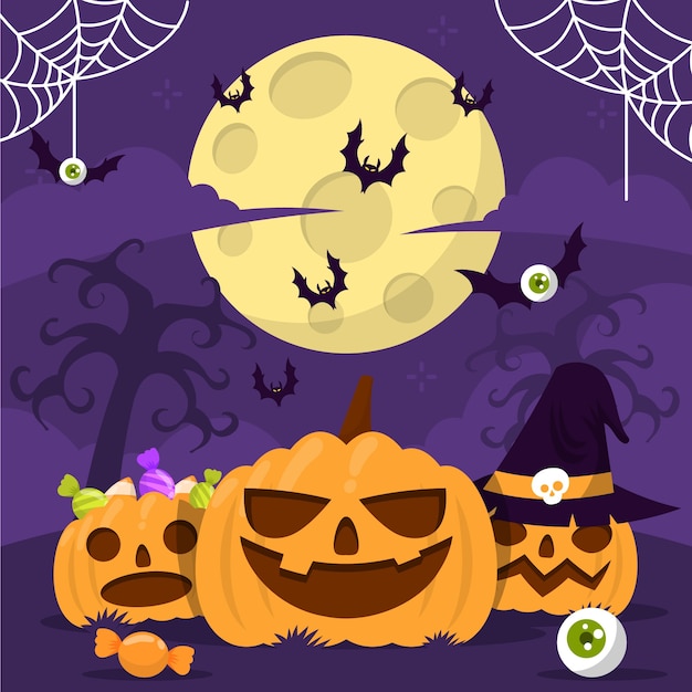 Ilustración plana para la celebración de halloween