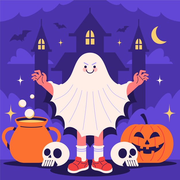 Vector ilustración plana de celebración de halloween