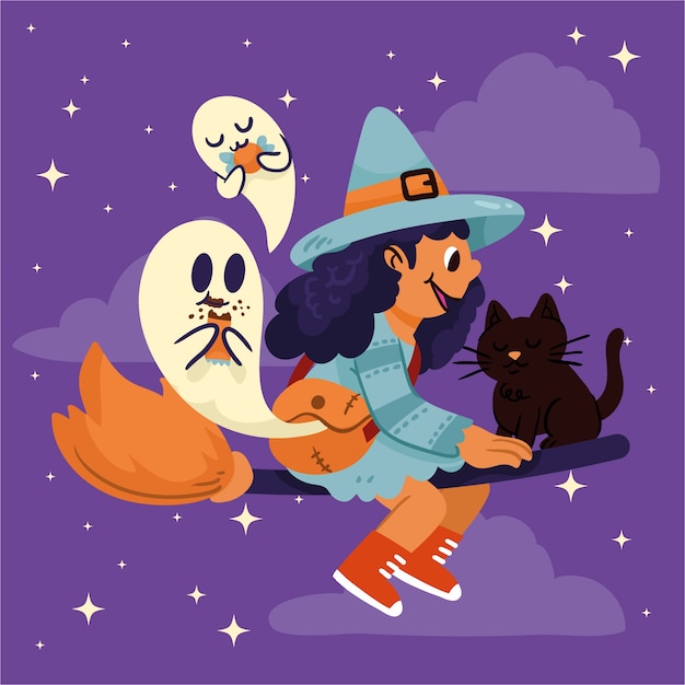 Ilustración plana para la celebración de Halloween