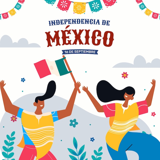 Ilustración plana para la celebración de la independencia de méxico