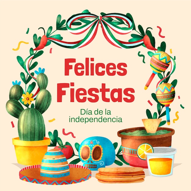 Ilustración plana para la celebración de la independencia de méxico