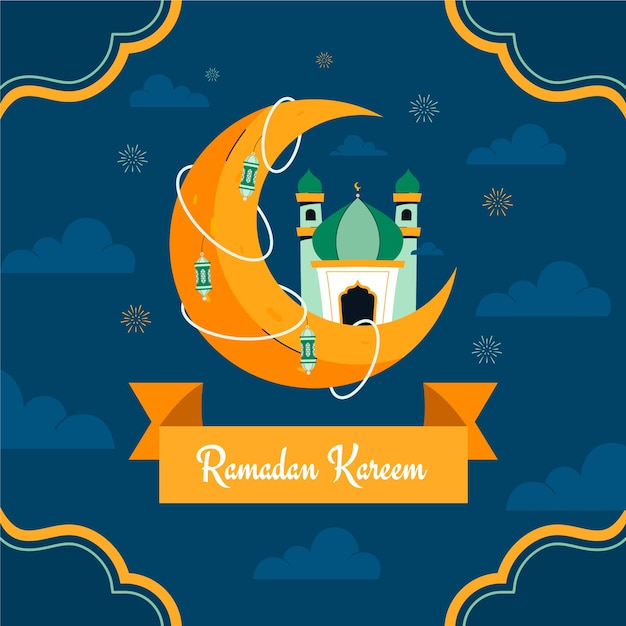 Vector ilustración plana para la celebración islámica del ramadán