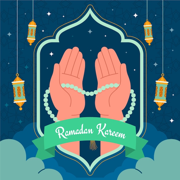 Vector ilustración plana para la celebración islámica del ramadán