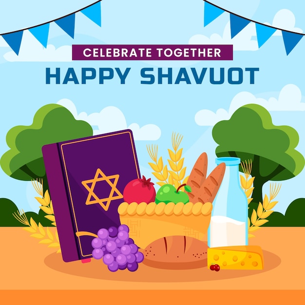 Vector ilustración plana para la celebración judía de shavuot
