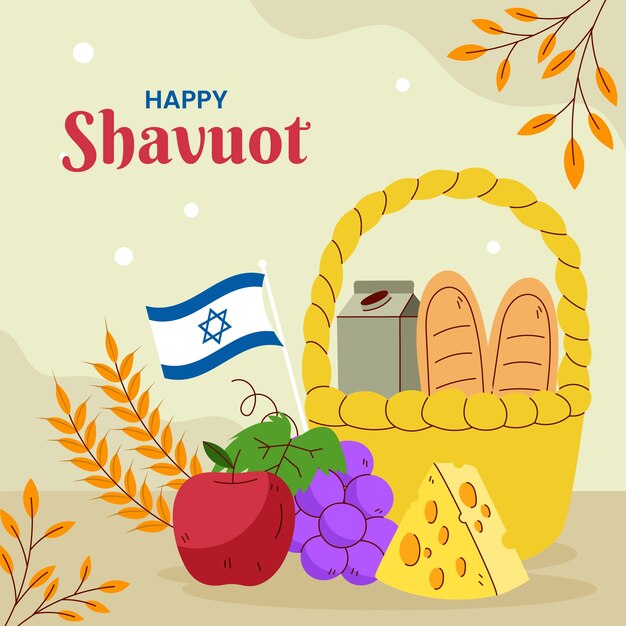 Vector ilustración plana para la celebración judía de shavuot