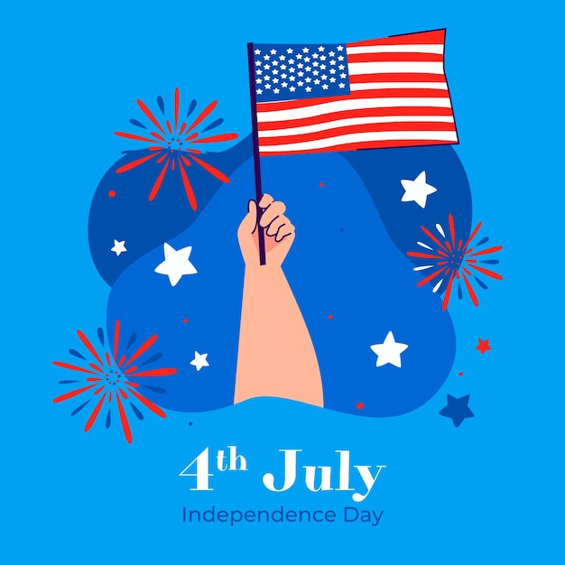 Vector ilustración plana para la celebración navideña del 4 de julio en estados unidos