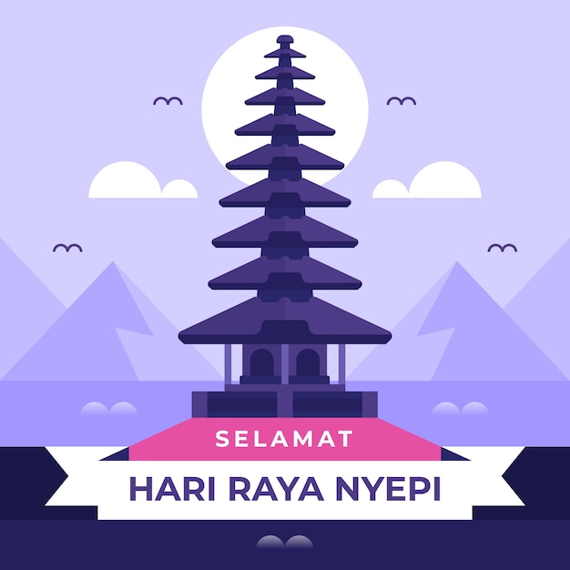 Ilustración plana para la celebración de nyepi