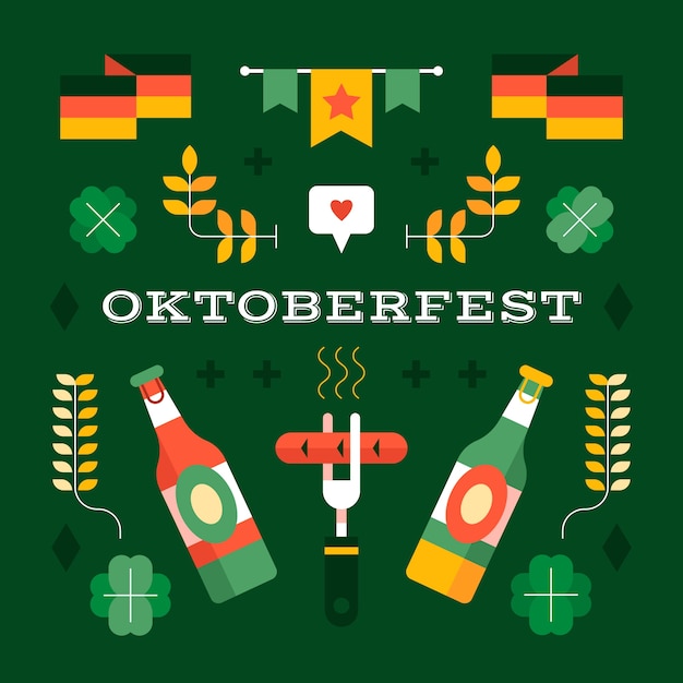 Vector ilustración plana para la celebración del oktoberfest