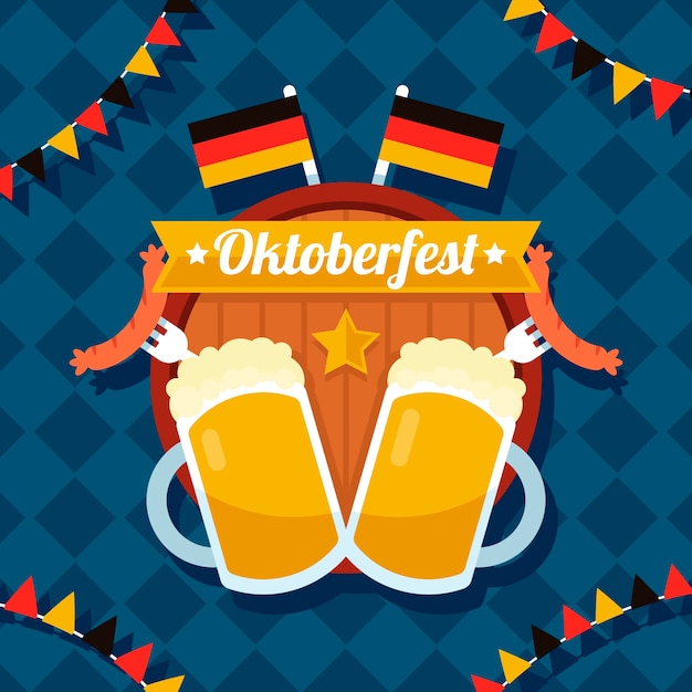 Vector ilustración plana para la celebración del oktoberfest