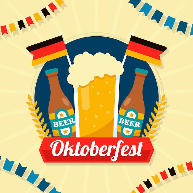 Ilustración plana para la celebración del oktoberfest