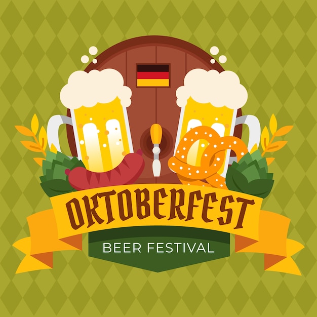 Vector ilustración plana de celebración de oktoberfest