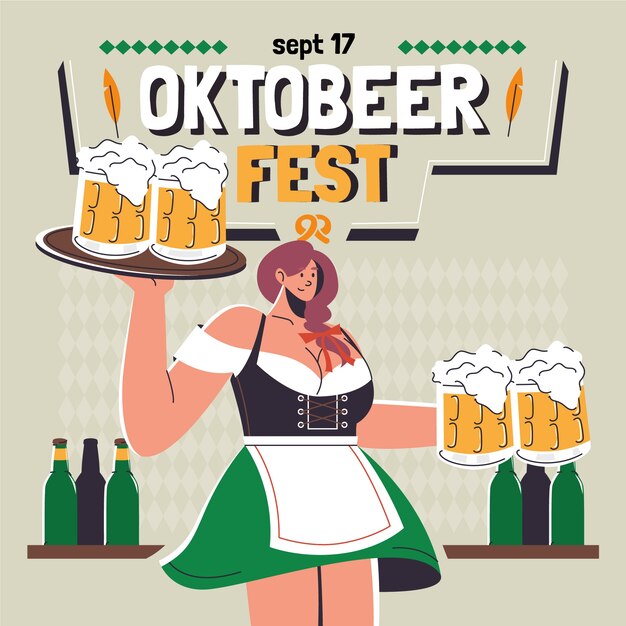 Ilustración plana de celebración de oktoberfest