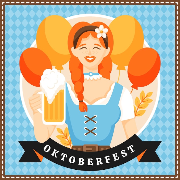 Vector ilustración plana para la celebración del oktoberfest