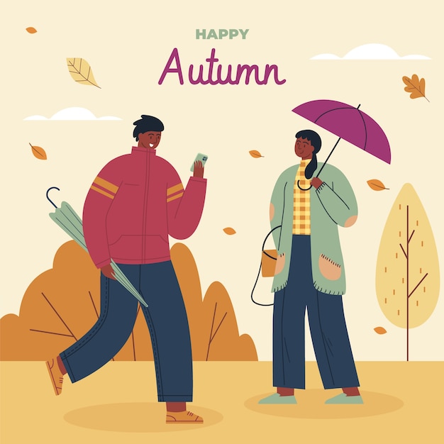Ilustración plana para celebración de otoño