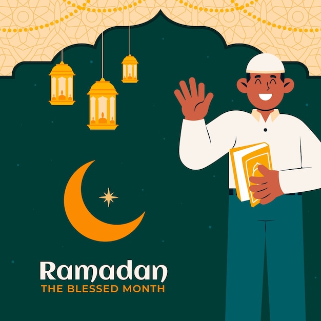 Ilustración plana de celebración de ramadán