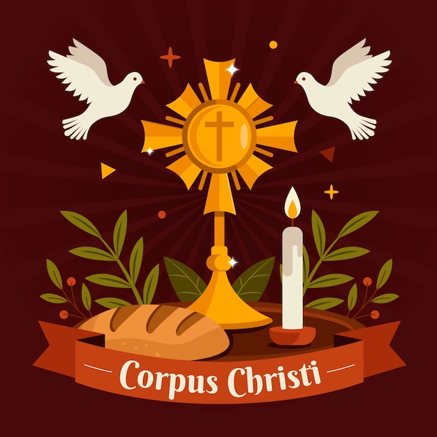 Vector ilustración plana para la celebración religiosa del corpus christi