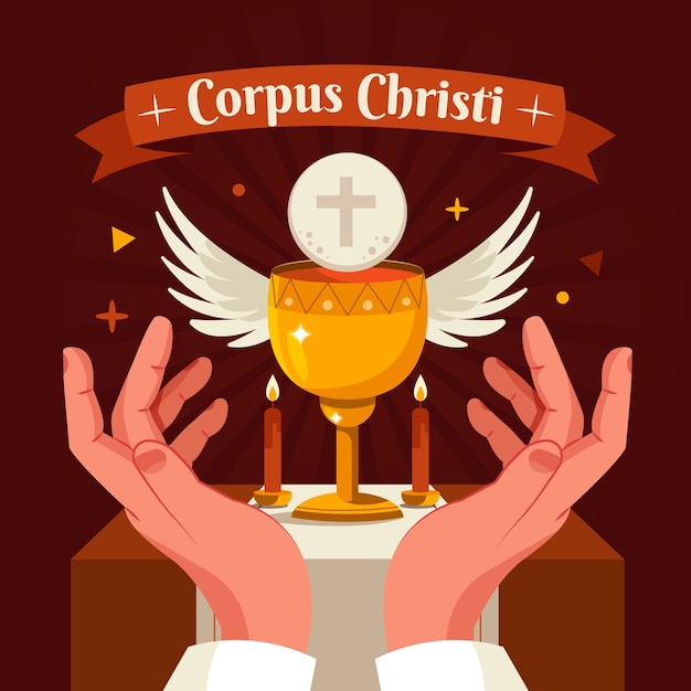 Ilustración plana para la celebración religiosa del corpus christi