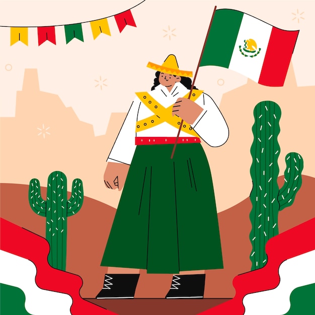 Vector ilustración plana para la celebración de la revolución mexicana.