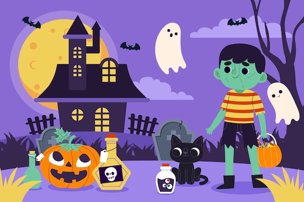 Vector ilustración plana para la celebración de la temporada de halloween