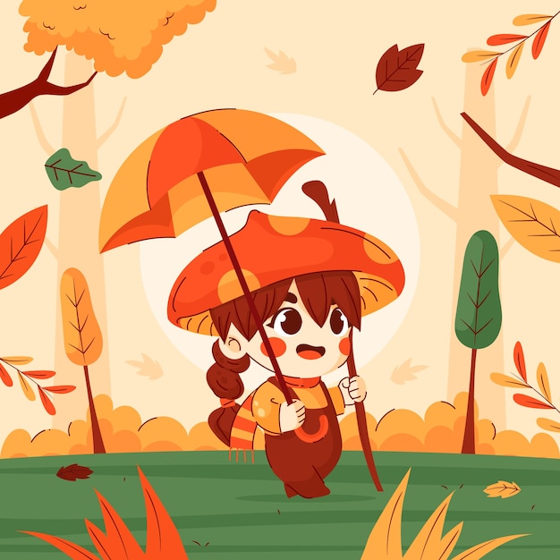 Ilustración plana para la celebración de la temporada de otoño.
