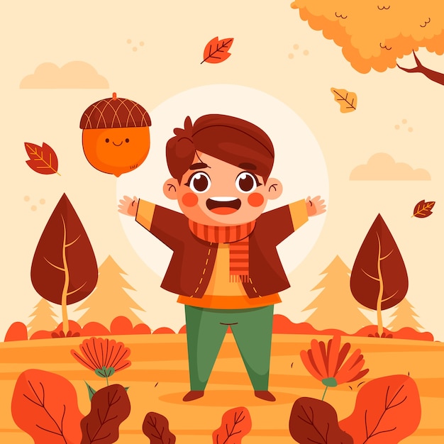 Ilustración plana para la celebración de la temporada de otoño