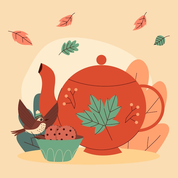 Ilustración plana para la celebración de la temporada de otoño.