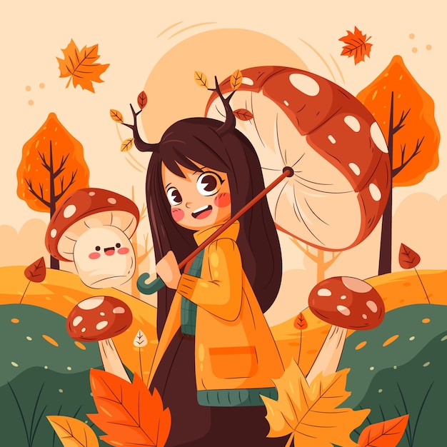 Ilustración plana para la celebración de la temporada de otoño