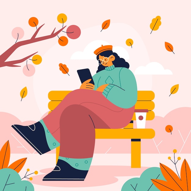 Ilustración plana para la celebración de la temporada de otoño.