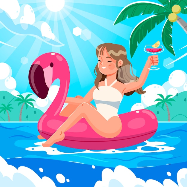 Vector ilustración plana para la celebración de la temporada de verano.