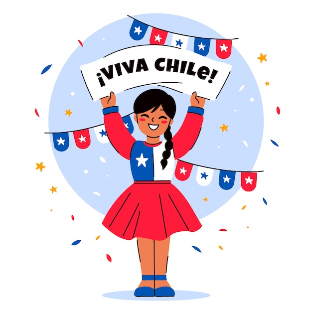 Vector ilustración plana para celebraciones de fiestas patrias chilenas.