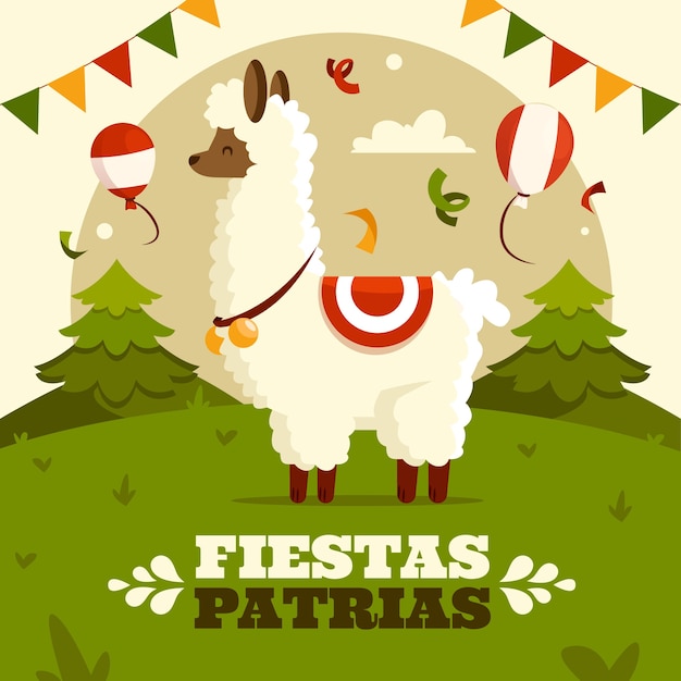 Vector ilustración plana para celebraciones de fiestas patrias peruanas.