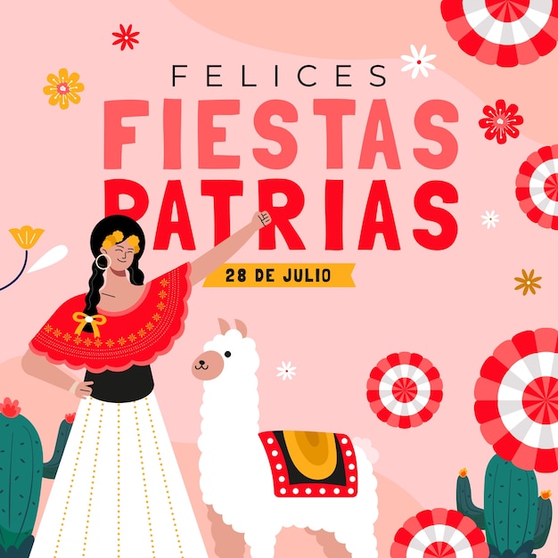 Vector ilustración plana para celebraciones de fiestas patrias peruanas.