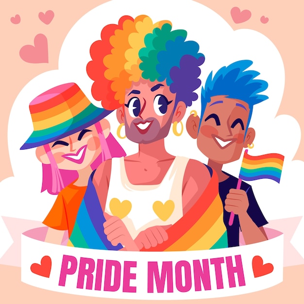 Ilustración plana para las celebraciones del mes del orgullo
