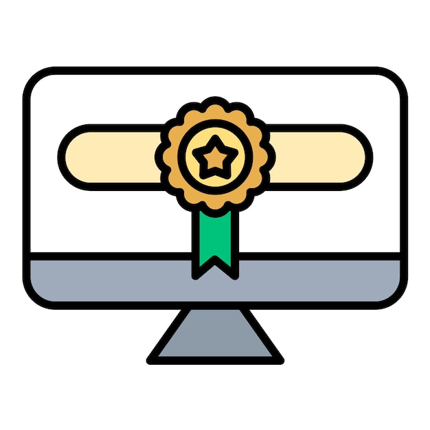 Ilustración plana de certificado en línea