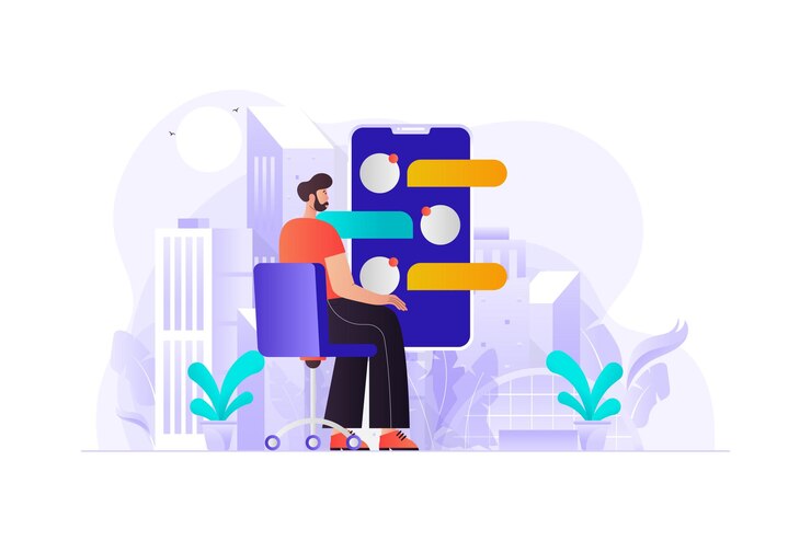 Ilustración plana de chat de cliente en línea