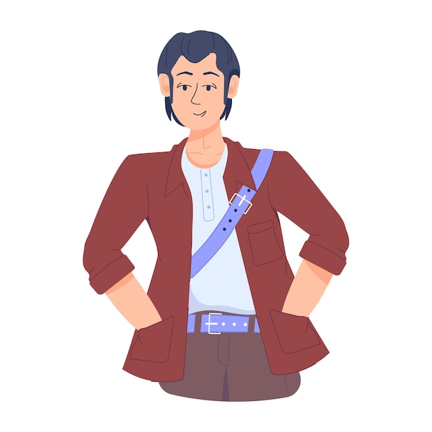 Una ilustración plana de chico con estilo